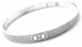 Authentic! Hermes H D&#39;Ancre 18k White Gold Diamond Small Model Bangle Bracelet - £28,541.33 GBP