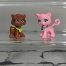 Polly Pocket Pets Cats Lot of 2 Brown and Pink  - $11.88