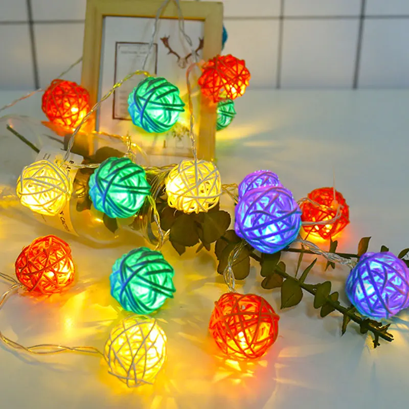 20 40 LED String Lights Rattan Balls Gar Holiday Wedding Party Decoration Christ - £124.66 GBP