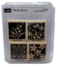 Stampin Up Mostly Flowers 4 Piece Rubber Stamp Kit Mounted Floral Decorative - £9.49 GBP