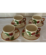 Set of 4 True Vintage FRANCISCAN Red Apple Pattern Coffee Tea-Cups &amp; Sau... - £27.65 GBP