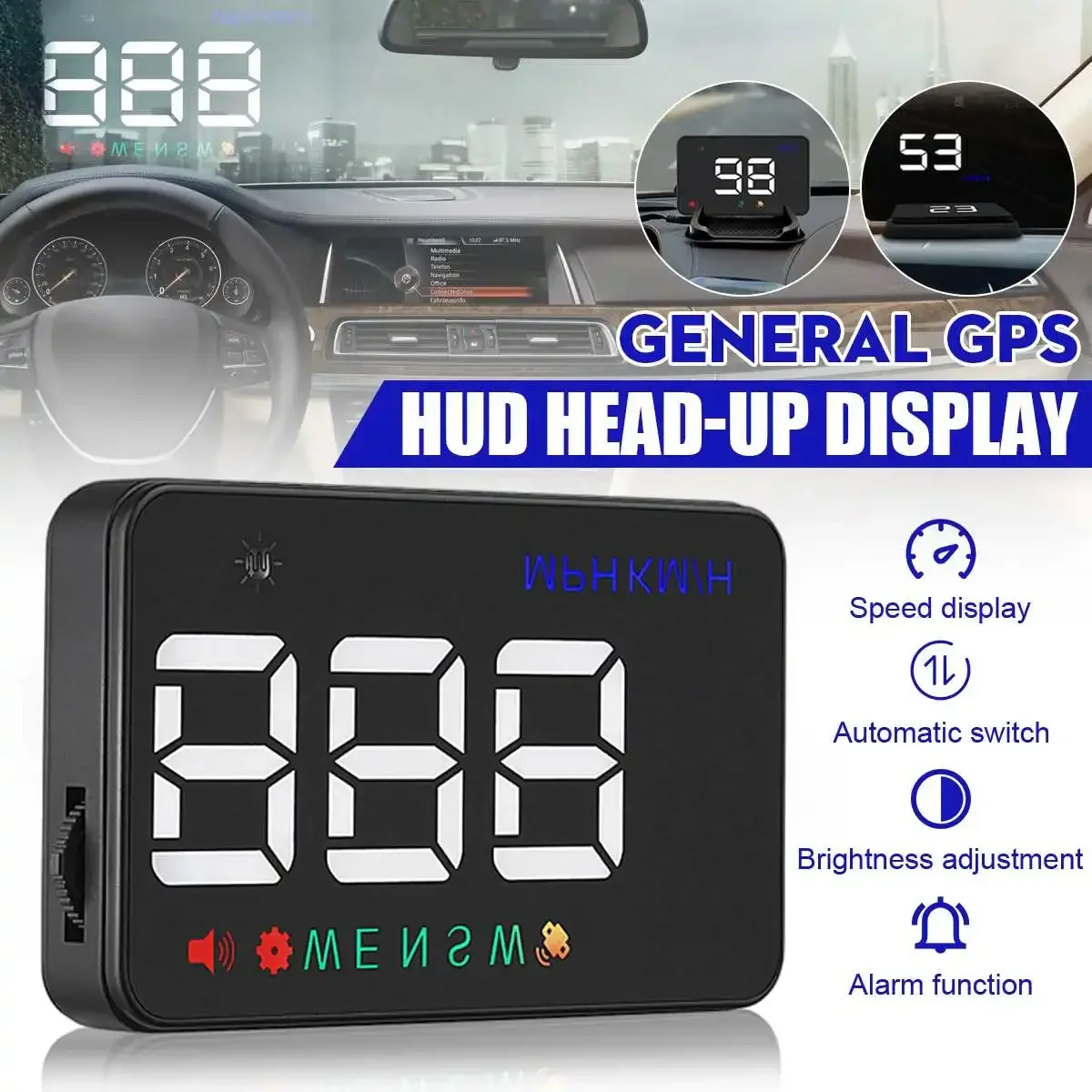 3.5 inch HD A5 HUD Satellite Newest GPS Speedometer Car Hud Head Up Display KM/h - £37.06 GBP