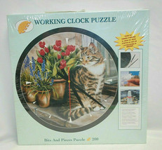 Bits and Pieces 200 Piece Cat Working Clock Puzzle RARE - $33.65