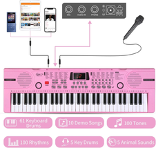 Kids Key Electric Piano w/Mic Digital Portable Electronic Piano Keyboard Musical - $58.04