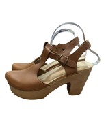 NO.  6 Caitlin T Strap Wood Heel Leather Clogs Size 40 US 9.5 - $120.50 CAD