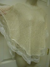 Cute a.n.s. cream colored see thru knit w/ lace trim Shaw osfm NICE  A.N.S. - £6.04 GBP