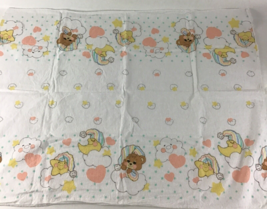 Riegal Teddy Beddy Bear Crib Baby Receiving Blanket Bedding Moon Stars Vintage - £31.07 GBP
