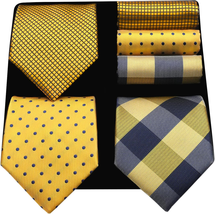 HISDERN Mens Ties and Pocket Square Set Business Elegant Ties for Men Classic - £32.62 GBP