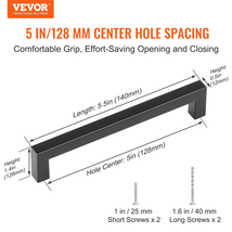 VEVOR 10 Pack Cabinet Pulls, 5.03in / 128mm Center to Center Slim Square... - £17.21 GBP