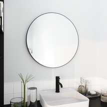 32 x 32 Inch Bathroom Mirror Black Aluminum Frame - Black - £102.31 GBP