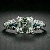 Art Deco 3Ct Asscher Simulated Diamond Engagement Vintage Ring Sterling Silver - £75.28 GBP