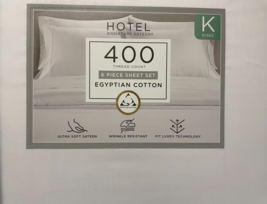 Hotel Signature Sateen 400TC Egyptian  Cotton King Sheet Set 6 piece White - $44.55