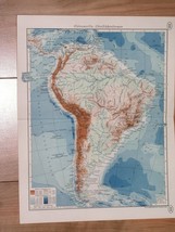 1938 ORIGINAL VINTAGE PHYSICAL MAP OF SOUTH AMERICA AMAZON ANDES BRAZIL  - £12.16 GBP