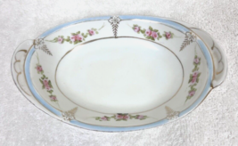 Antique Nippon Hand Painted Pink Rose Garland Oval Bowl Tab Handles Gold... - €12,39 EUR