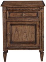 Nightstand Maria Rustic Pecan Old World Distressed Wood 1-Door 1-Drawer Rosette - £964.17 GBP