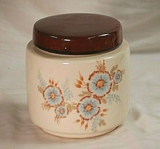 McCoy Pottery #214 Biscuit Cookie Jar Canister w Lid Blue Floral Vintage MCM USA - £36.50 GBP