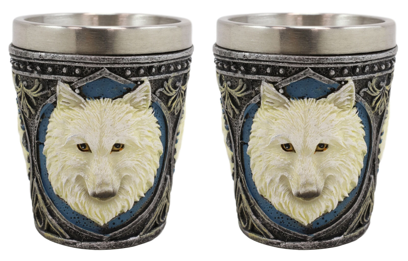 Celtic Wicca Alpha White Wolf Spirit 2-Ounce Shot Glass Set of 2 Novelty... - $17.99
