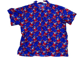 Men&#39;s 6XL Christmas Button Up Shirt Santa Short Sleeve Blue - £10.93 GBP