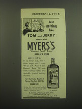 1948 Myers&#39;s Jamaica Rum Ad - Just nothing like Tom and Jerry made with Myers&#39;s - £14.50 GBP