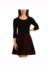 BCX Womens Juniors Lace Pattern Mini Casual Sweaterdress Black &amp; Burgund... - $33.87