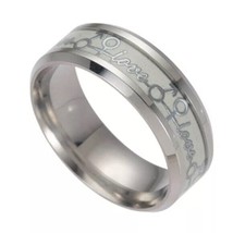 8mm Glow in the Dark Love Inlay Ring Luminous rings for Women Men Band Jewelry - £10.97 GBP