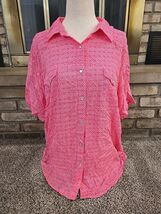 Wrangler Wrancher Pearl Snap Shirt Womans Sz XL Pink Paisley Western Roc... - $22.28