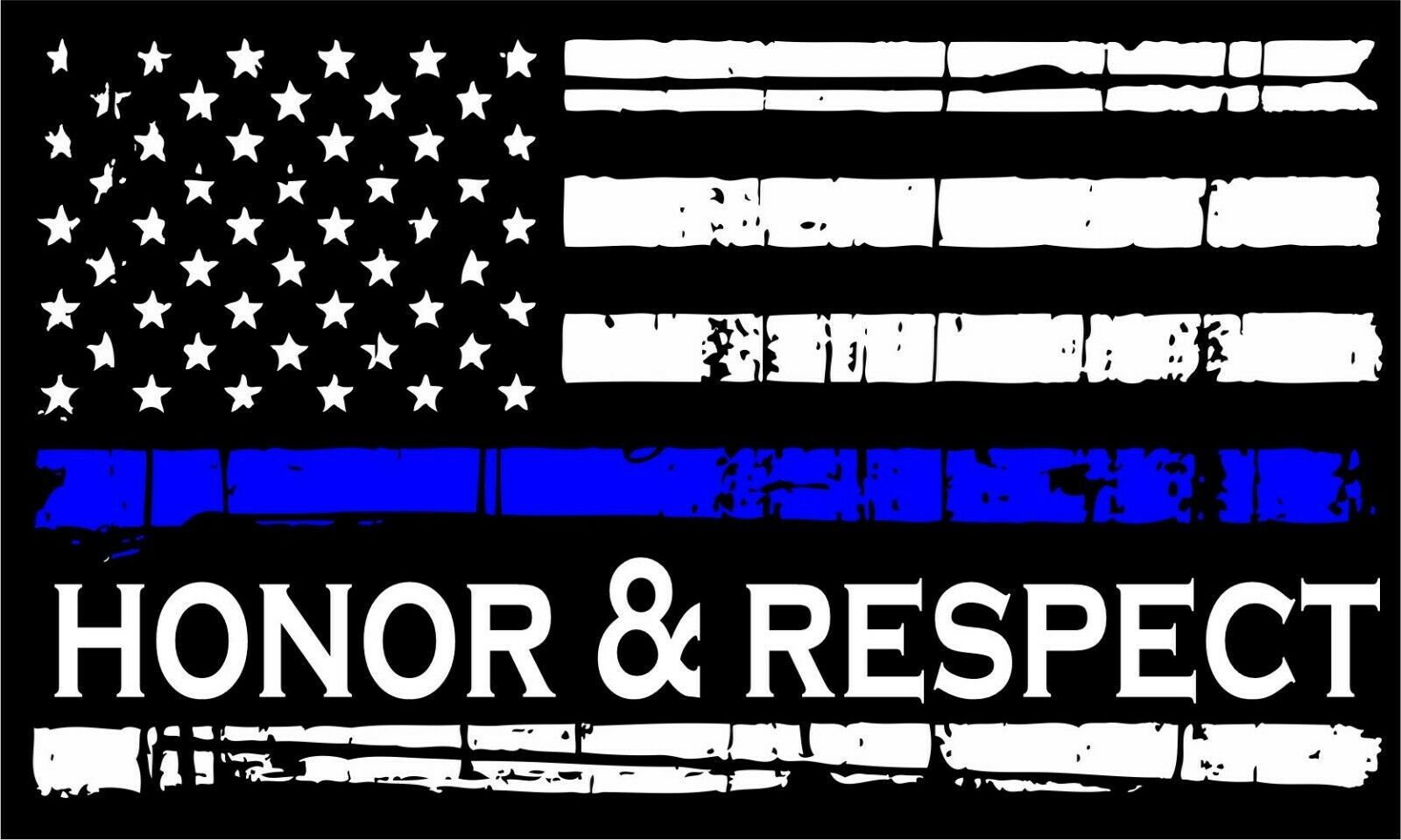 Thin Blue Line Decal - Tattered Flag HONOR AND RESPECT Decal - Various S... - $3.95+