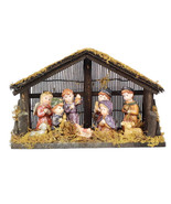 Home for the Holidays Set of 9 Porcelain Nativity Figures with Wood Creche - £24.76 GBP