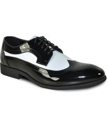 Vangelo Men Dress Shoe Tab-3 Formal Tuxedo Prom Wedding Black &amp; White Pa... - $1,312.09 MXN+