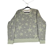 Lucky Brand XL Sweater Green Blue Stars Casual Pullover Long Sleeve Ligh... - $12.51