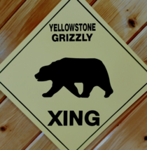 GRIZZLY Bear SIGN YELLOWSTONE Park CROSSING Xing 16&quot; wall plaque - $7.99