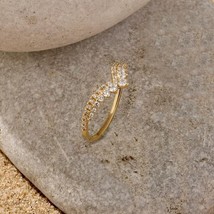 Künstlicher Diamant Winkel V-Form Ehering Gelbgold Versilbert - £160.30 GBP