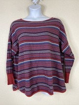 Chaps Womens Plus Size 1X Blue/Red Stripe Knit Top Long Sleeve - $17.68