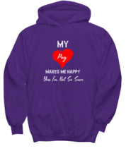 Dog Hoodie My Pug Makes Me Happy Purple-H  - £24.67 GBP