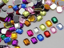 10x8mm Assorted Colors Flat Back Acrylic Octagon Gems  - 200 Pieces - £7.05 GBP