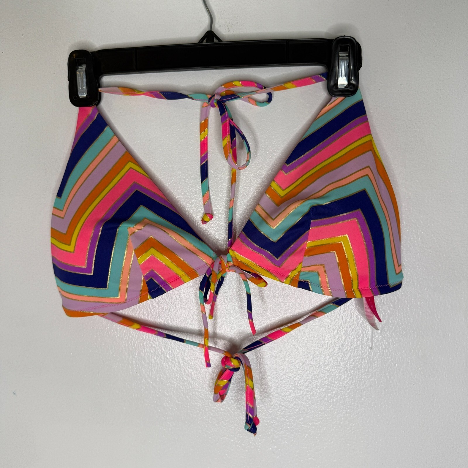 Victoria’s Secret Bikini Top Large Chevron Stripe Triangle Wrap Tie Swim - $20.00
