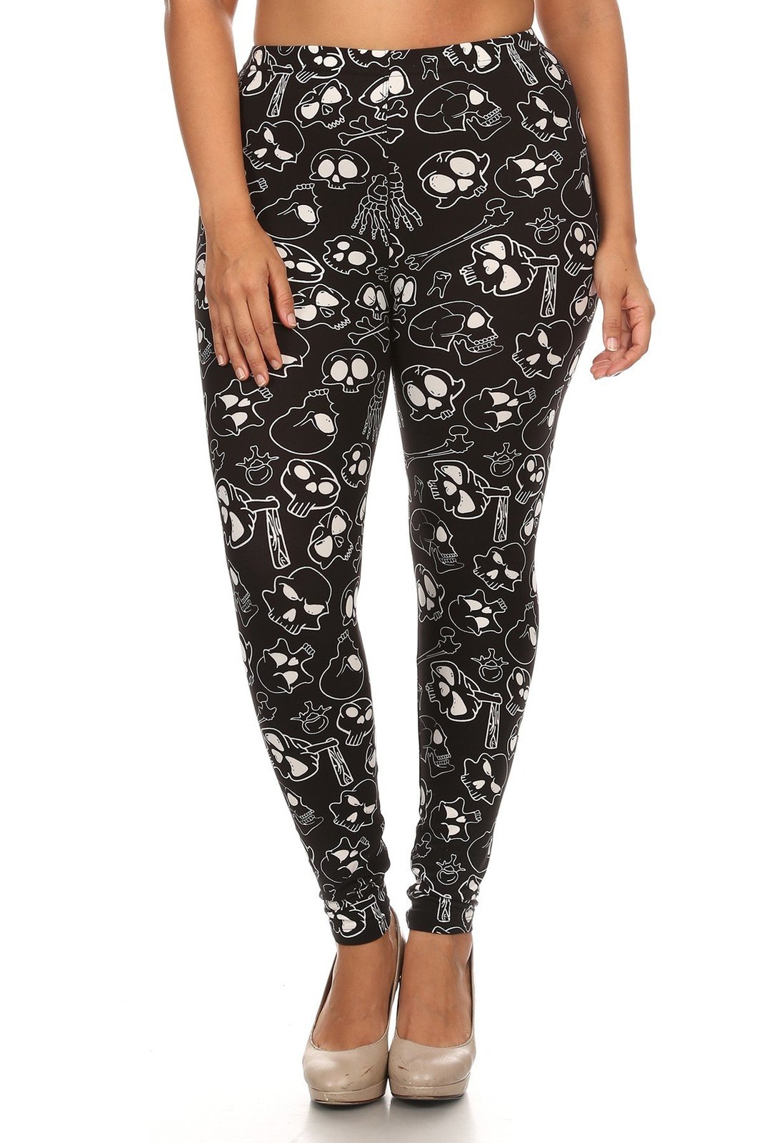 Plus Size Print, Full Length Leggings In A Fitted Style With A Banded Hi... - $8.00