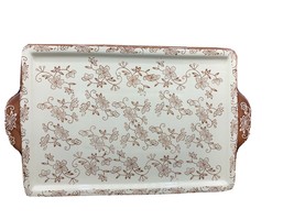 Temptations by Tara Floral Lace Brown Large Serving Platter Tray China 14&quot;x10&quot; - £16.90 GBP