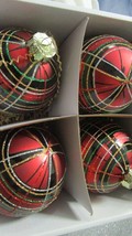 Martha Stewart Christmas Ornament Flannel Design New In Box 4&quot; Box Of 4 - £34.84 GBP