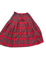 Pendleton Womens Circle Skirt Red Plaid Pleated Vintage Virgin Wool USA Made 16 - £26.29 GBP