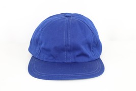 NOS Vtg 60s Streetwear Blank Leather Lined Fitted Baseball Hat Blue USA 7 1/8 - £38.84 GBP