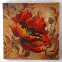Tre Sorelle Canvas Poppy Flower 12&quot; X 12&quot; - £3.11 GBP