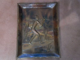 Kiangwe Copper Hanging Wall Tray Figure Carrying Water 17.5&quot; - £58.17 GBP