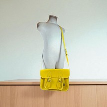 Zatchels Leather Cross Body Purse EUC Bright Yellow 11&quot; Designer Hand Ba... - $59.45