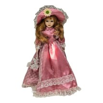 Vtg Melinda Collection 18&quot; Porcelain Doll Red-Haired Pink Victorian Period Dress - £33.09 GBP