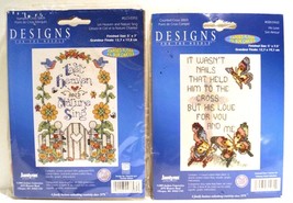 Janlynn Let Heaven And Nature Sing &amp; It Wasn&#39;t Nails Mini Stmpd X-Stitch... - $14.82