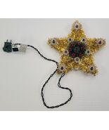 *Q) Vintage Gold Tinsel Star Christmas Tree Topper 11-Light Flashing Dec... - $14.84