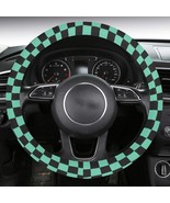 Demon Anime Checkered Green Black Car Steering Wheel Cover with Anti-Sli... - £23.63 GBP