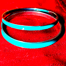 Mid-century/Vintage~Set of Two beautiful blue enamel bracelets - $18.81