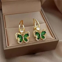 Poire Coupe Simulé Vert Émeraude Femmes Goutte Earrings IN 14k or Jaune ... - $82.94